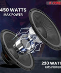 15 Inch Guitar Speaker 220W RMS 450W Peak 4 Ohm With Y30 Ferrite Magnet for PA and Amp Cabinets showing front and back