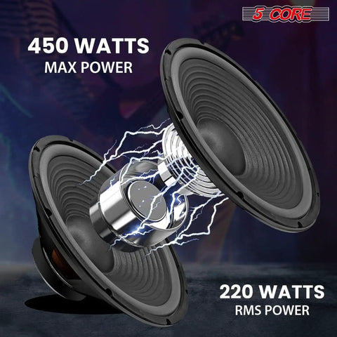 15 Inch Guitar Speaker 220W RMS 450W Peak 4 Ohm With Y30 Ferrite Magnet for PA and Amp Cabinets showing front and back