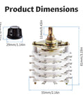 Rotary Band Switch 4P11T 4 Pole 11 Position Channel Selector Knob with dimensions; multi-deck switch for TV radio devices
