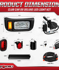 Product dimensions for Deluxe 12V LED Headlight And Taillight Kit For 1993 Up Club Car DS Gas And Electric Golf Carts.