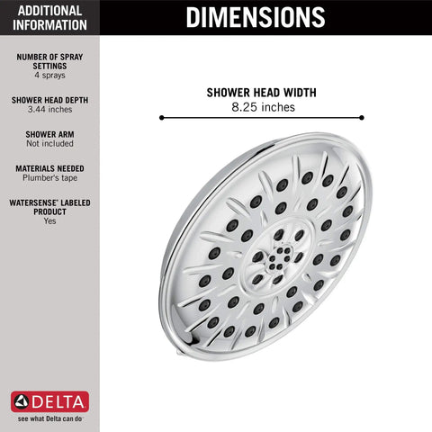 4 Setting Chrome Shower Head With H2Okinetic Spray Delivers 3X Coverage For A Dope Spa Like Shower 4 Inch Round 1.75 GPM