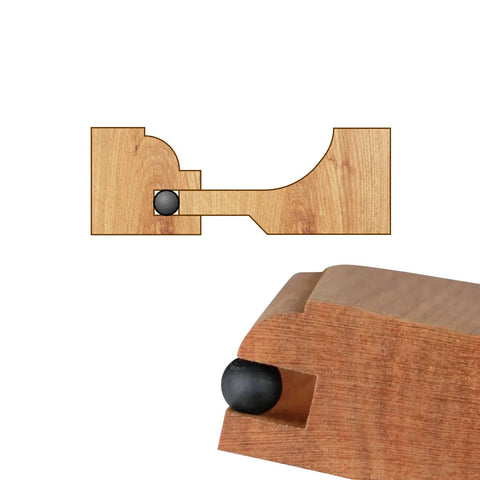 Quarter Inch Rubber Ball Cabinet Door Spacers Auto Center Alignment Tool in wood assembly showing alignment gap stabilizer.