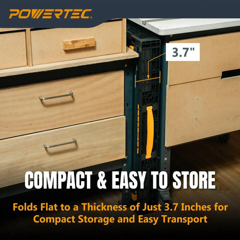 Beast Of A Heavy Duty Portable Folding Work Table With A 33 Point 5 Inch By 24 Inch Surface Handles Up To 1650 Lbs Compact storage
