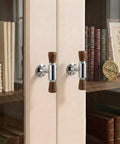 Killer Combo Solid Brass And Dark Walnut Wood T Bar Cabinet Knobs With Hefty Drawer Pulls For Modern Rustic Kitchen Cabinets And Bath Vanity Interior Hardware on glass cabinet doors.
