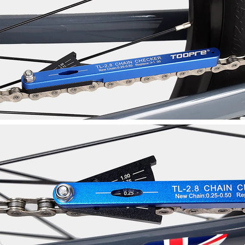 Bike Chain Checker Tool For All Chains Including Shimano SRAM KMC Campagnolo Fast Chain Wear Indicator on a bike chain