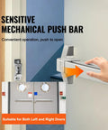 Heavy Duty 28 Inch Stainless Steel Push Bar Panic Exit Device with Exterior Lever and 3 Keys on a metal door