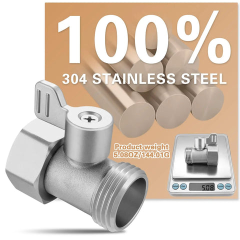 2 Pack 304 Stainless Steel Garden Hose Shut Off Valve 3/4 Inch GHT Ball Valve Beefy Heavy Duty Water Shut Off Connector For Outdoor Hoses Rust Proof Corrosion Resistant Built To Last, stainless valve close-up