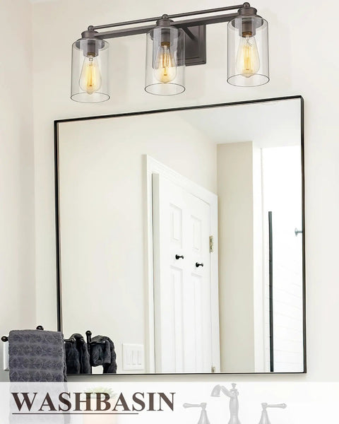 Industrial 3 Light Vanity Light Fixture For Bathroom Over Mirror In Oil Rubbed Bronze Finish Dope Farmhouse Style Wall Sconce