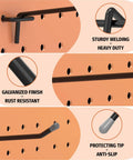 Close-up of 25 Pack Black Pegboard Hooks 12 Inch Heavy Duty L-Hooks For Quarter-Inch Pegboards Garage Tool Organizer