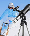 2K WiFi Telescope Camera Eyepiece With 2 Inch Screen And 2000mAh Battery For 36 To 73mm Monocular Binoculars Microscope Or Telescope Includes 64GB Storage And Wireless Viewing On The Go capturing live skiing.