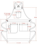 Diagram of Denim Hair Stylist Tool Apron With Pockets For Women Cross Back Straps Adjustable Size S To M Black Durable Work Apron