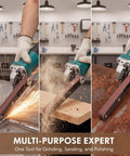 Garage Rat Approved Angle Grinder Belt Sander Adapter Heavy Steel Conversion Kit in action sanding metal and wood.