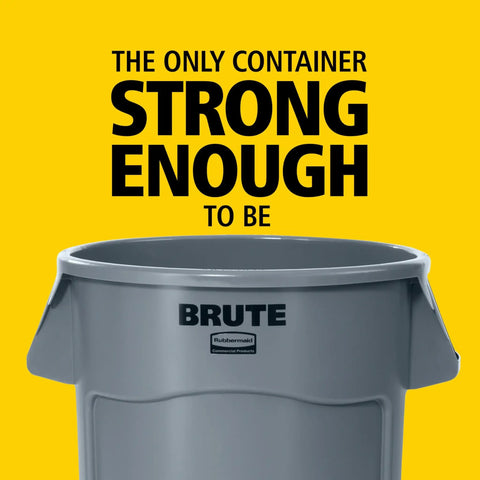 Heavy-Duty 10-Gallon Yellow Round Trash Can For Outdoor Use, Built Tough For Landscapers with venting channels.