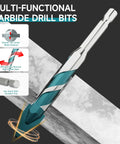 Pro Grade Diamond Coated Drill Bits Set, showcasing a multi-functional carbide bit with hex shank on a tile surface