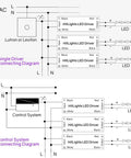Wiring diagram for 100W Dimmable LED Driver Transformer Power Supply 100-277V AC to 12V DC 8.3A with dimmers.
