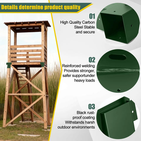 Heavy Duty 4x4 Compound Angle Deer Stand Brackets For Treehouses, Hunting Blinds, Swing Sets, Viewing Platforms, And Playground Equipment Tough As Nails For Any Weather