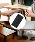 Heavy Duty Matte Black Stainless Steel Mending Plates 4 Pack With Screws, shown on furniture corners and tables.
