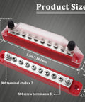 Power Distribution Terminal Block With Cover For Car Boat Marine 150A Battery Bus Bar M6 Terminal Studs M4 Terminal Screws