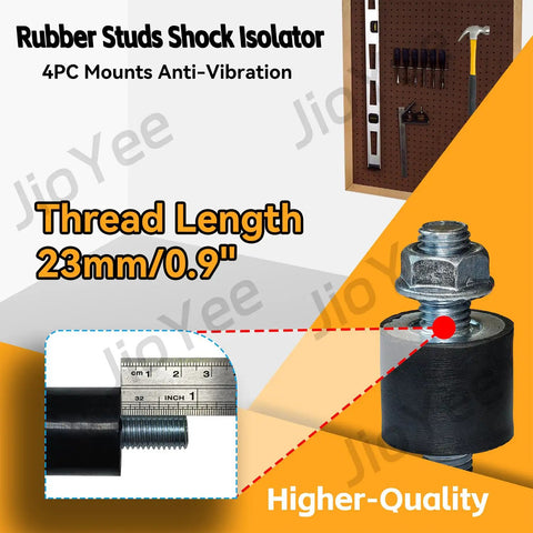 Heavy Duty M10 30X25mm Rubber Shock Isolator Mounts Anti Vibration Kit For Heat And Water Pumps Air Compressors Diesel Generators Garage Motors DIY Engine Builds 4 Piece Set Tames That Annoying Rattle And Keeps Your Rig Rock Solid, featuring a threaded stud and rubber isolation pad.