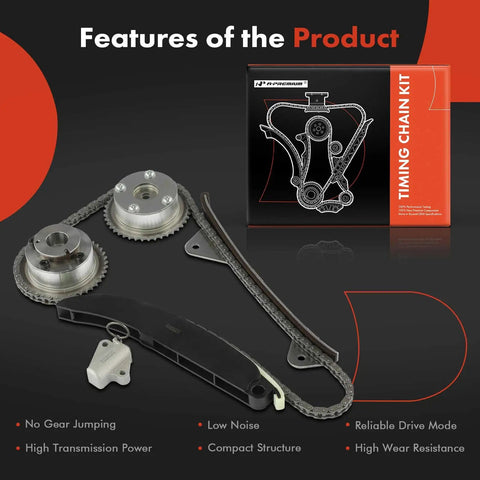 DIY Ready Engine Timing Chain Kit With Sprocket, Tensioner And Guide For 2.0L DOHC Hyundai Elantra and Kia Forte, product box shown.