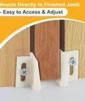 Jamb mounted 10 Pack Pocket Door Bottom Guides for Carpeted Floors 1.125 Inch universal fit angled design in use
