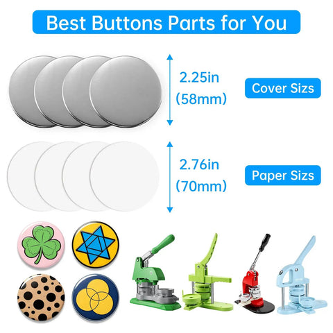 58mm Fridge Magnet DIY Kit Pack of 100 Sets With Metal Front and Back Covers, Clear Film, Blank Paper, Soft Magnetic Sheets