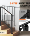 Heavy Duty Carbon Steel Outdoor Stair Handrail Kit Featuring Classic Retro Arch Design with adjustable height for 2-3 steps.