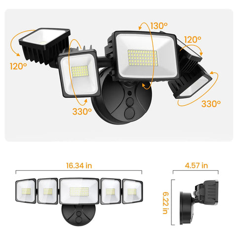 Hella Bright 150 Watt LED Flood Lights Outdoor 15000 Lumens Supercharged Security Lighting With Five Adjustable Heads And Switch Control To Light Up Your Yard Like Broad Daylight Anytime