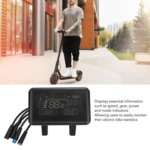 Waterproof Electric Bike Display Panel with speed gear power and mode indicators, universal controller, 5-wire cable for upgrades.