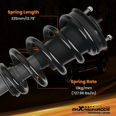 Top Shelf Front Leveling Struts For Chevrolet Silverado And Gmc Sierra 1500 Trucks 2014 2018 with 325mm length and 13kg/mm spring rate.