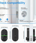 Dimensions and compatibility for Electronic Keypad Deadbolt With Fingerprint Door Lock And Keyless Entry For Front Door installation.