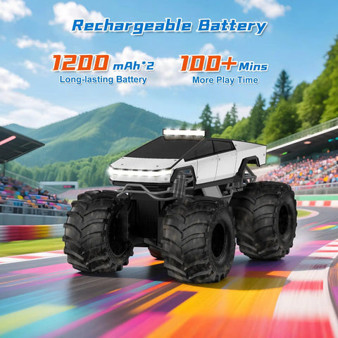 Remote Control Amphibious Monster Truck 1:18 Scale For Boys And Girls, waterproof 4WD RC truck, racing on track with LED lights