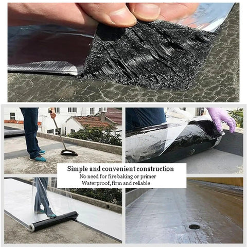 Heavy Duty Self Healing Roofing Underlayment Roll With Super Strong Flashing Sealant demonstrated in use for waterproofing and sealing.