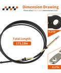Throttle Shift Remote Control Cable For Outboard Motors 1979 Through 1994 0173114 Snap In Replacement with dimensions