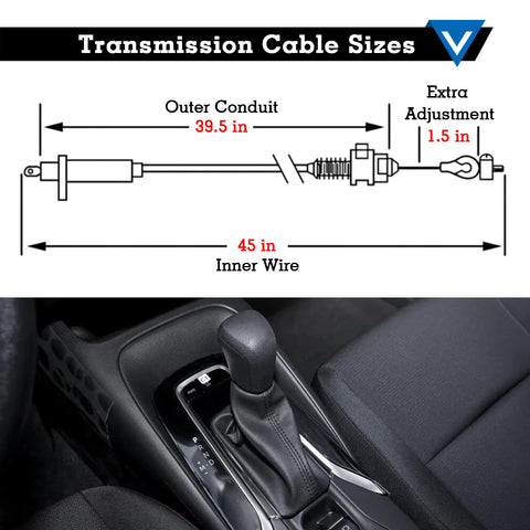 Detent Kickdown Transmission Cable For 1978 To 1992 700R4 2004R And 4L60 Transmissions Replacement TV Detent Cable No Fuss Easy Install Durable Steel Core Replaces Common OE Part Numbers, 39.5 in outer, 45 in inner