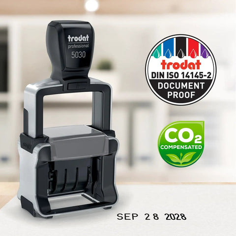 Heavy Duty Self Inking Date Stamp Built Tough For Busy Shops And Stores Runs Smooth With Zero Mess covers ten year range in black design.