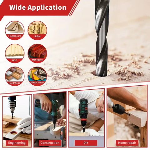 Pro Grade 15 Piece Countersink Drill Bit Set For Woodworking With Nitrided HSS Bits And One Quarter Inch Hex Shank Quick Change Wood Plug Cutters Depth Stop Rings For Woodworking Pros And DIYers Storage Box shown in use on various woodworking projects.