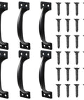 Six-Piece 5 Inch Rustic Gate Handle Set with screws, heavy-duty iron door pulls for barn doors, gates, fences, cupboards, outdoor furniture