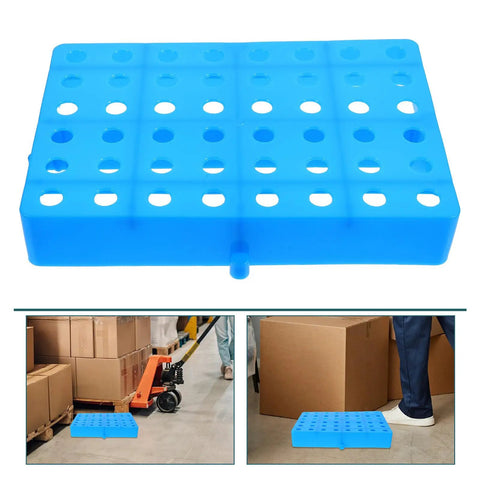 Ventilated Plastic Floor Riser Pallet With Raised Design And Forklift Friendly Structure, blue and perforated for airflow
