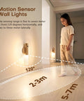 Keep Your Hallway And Patio Hella Bright With These Nifty Rechargeable Motion Sensor Wall Lights That Auto Trigger At Dusk For Hassle Free Mounting And Serious Emergency Backup In A Pair, showcasing light sensing range.