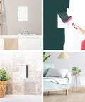 Heavy Duty ABS Plastic Access Panel For Drywall 8X16 Inch in various home settings including bathroom and living room.