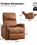 Dimensions of Swivel Rocker Recliner Chair With Faux Leather, Manual Glider, 360 Degree Swivel, Nursery Friendly For Adults