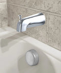 Tub Spout With Front Pull Up Diverter In Chrome Finish For Replacement Fits Half Inch Threaded Pipe Connections Only Not Slip On