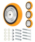 Built Tough Eight Inch Smooth Rolling Caster Wheels Replacement Four Pack Heavy Duty Swivel Metal Bearing Casters with bolts and washers.