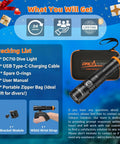 Type C Rechargeable Dive Light With 3000 Lumens Underwater Torch IP68 Submersible Flashlight and accessories set