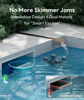 BuVortex V5 pool skimmer robot demonstrating innovative design in a modern pool setting, highlighting dual motors for smart escape.
