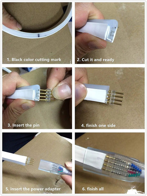 Assembly process of RGB LED Neon Rope Light Strip 10m Waterproof Dimmable With 24 Key Remote AC110120V in six steps