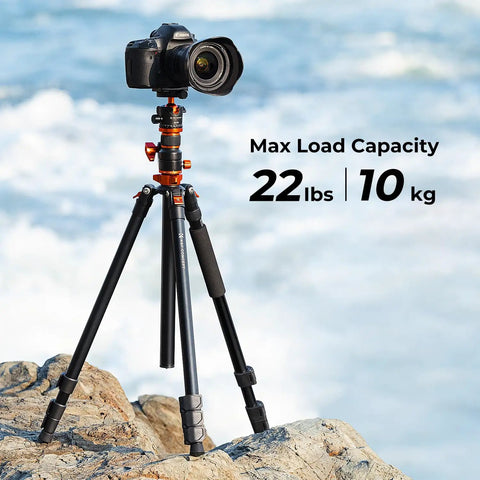 Ultra High 90 Inch Camera Tripod Kit With Flexible Legs And Patent Gimbal, 0 To 180 Degree Tilt, 360 Degree Pan, T254A7 Plus BH-28L Mount on rocks