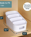 Smart 4 Tier Stairstep Packet Organizer With Divided Compartments For Kitchen Pantry And Counter, 5.2" x 6.5" x 10.7", recycled speckled white.