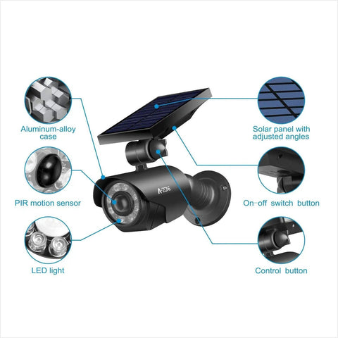 Outdoor Solar Motion Sensor Light Set Of 2 In Black With 800 Lumens 8 LED Spotlight 5W Solar Flood Light IP66 Waterproof Wireless